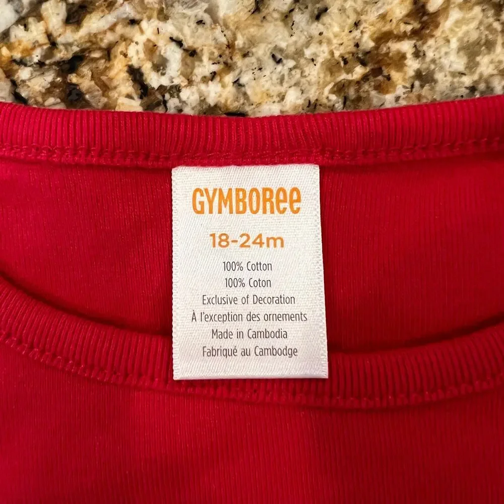 NWT Gymboree Girls Red W/Embroidered Valentine Heart Cat Top